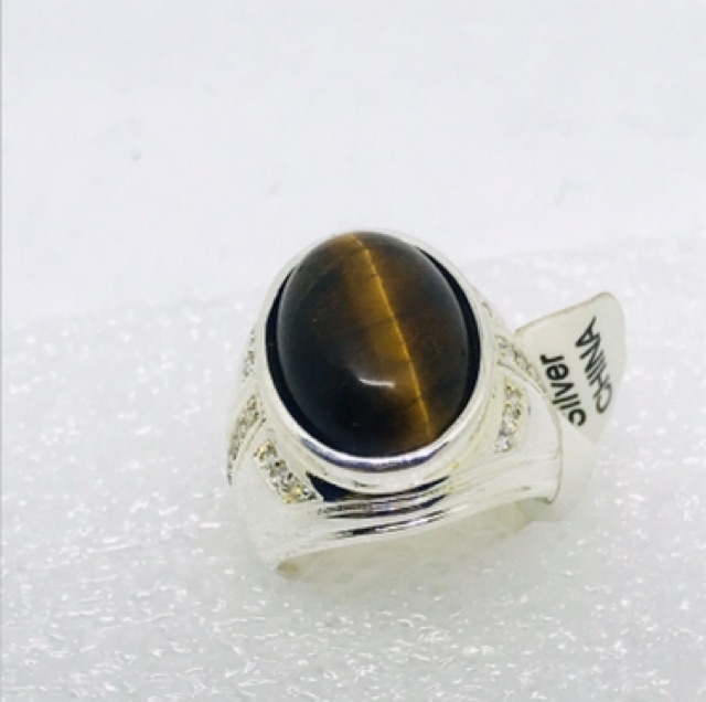 Cincin pria //cincin batu akik //cincin batu tiger eye //silver china