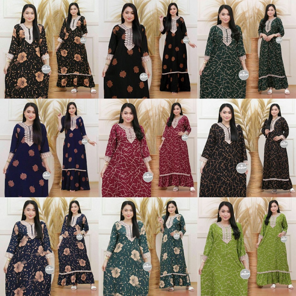 Dianputri - Daster Arab Zeema | Rayon Super Grade A | Resleting Depan Busui | Renda Milo Ori-acak / random