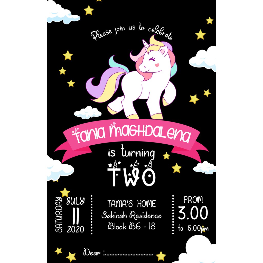 Jual BALADA PARTY Undangan Ulang Tahun Anak Tema Unicorn | Shopee Indonesia