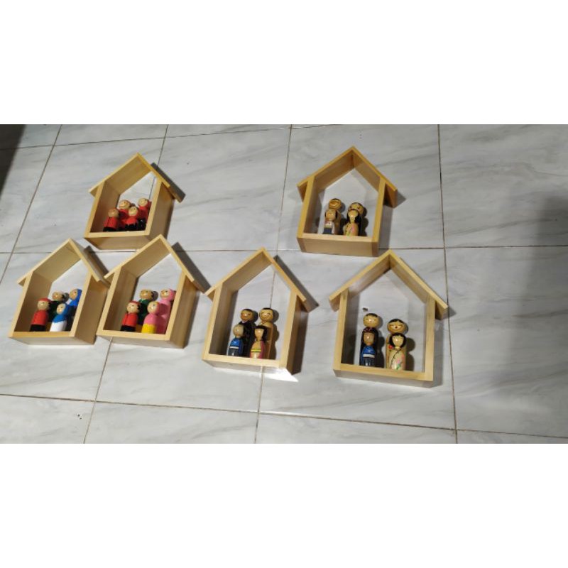 Hiasan Dinding /Hiasan Rumah &amp; Boneka Kayu Lukis 1 Set Isi 4