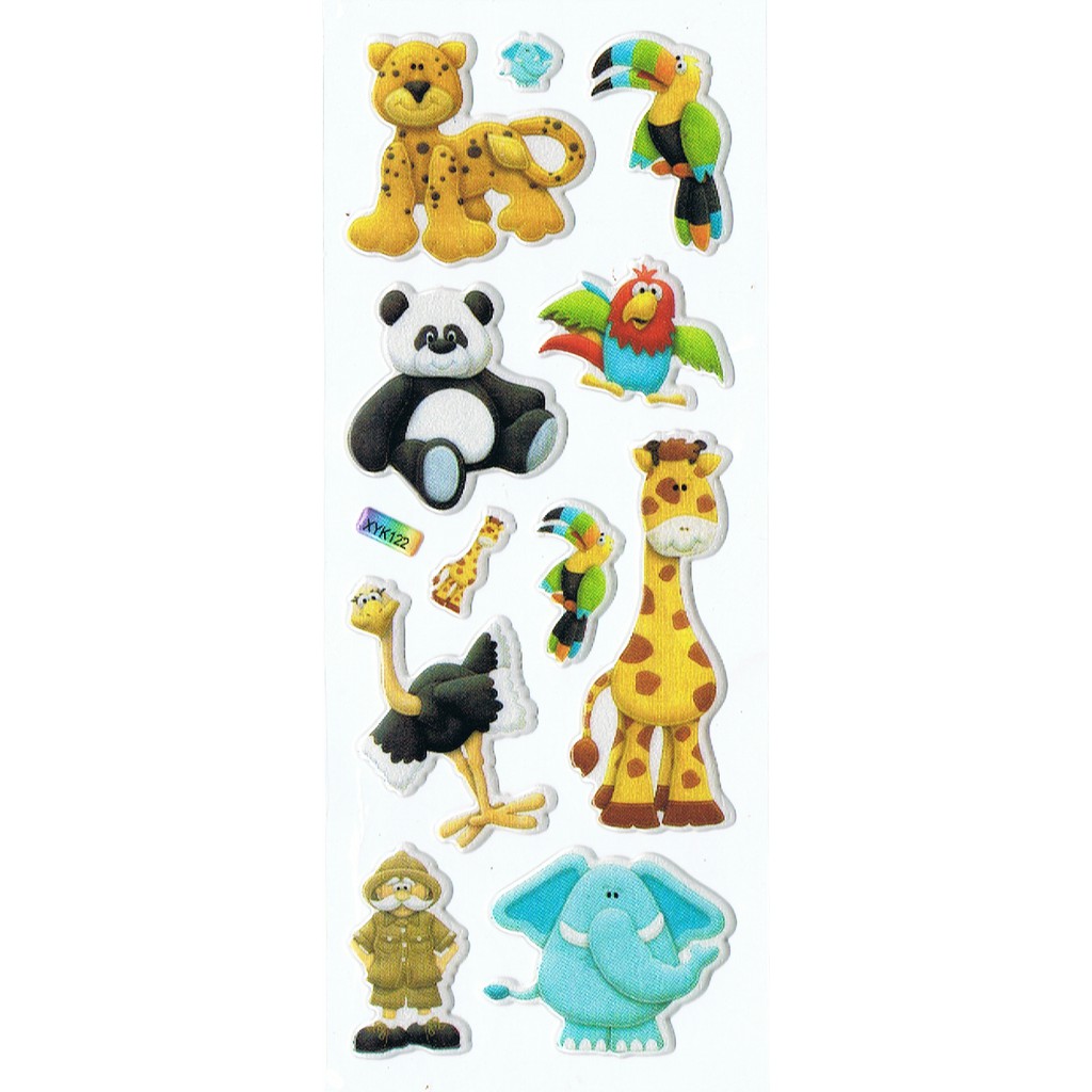 SK081 Stiker Sticker Timbul Set Strip Aneka Gambar Kartun Anak Hewan