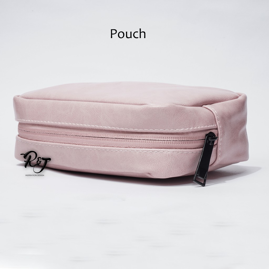 Tas Laptop 13 inch Leather include pouch Macbook Waterproof - Pink