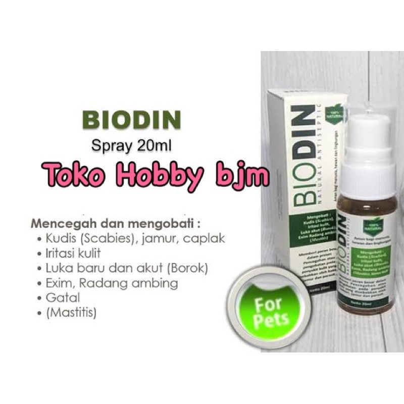 Biodin spray 20ml obat jamur scabies kucing anjing hewan demodex demodeks 20 ml sakit kulit cat dog