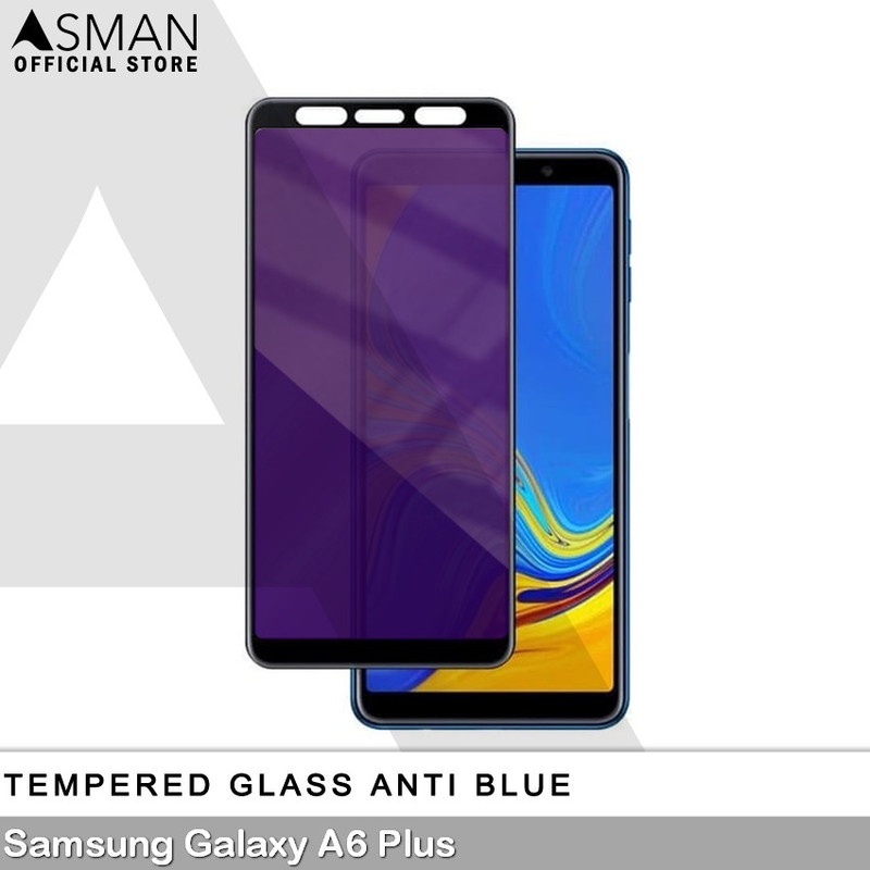 Tempered Glass Blue Light Full Lem Samsung Galaxy A6 Plus Anti Radiasi Screen Protector