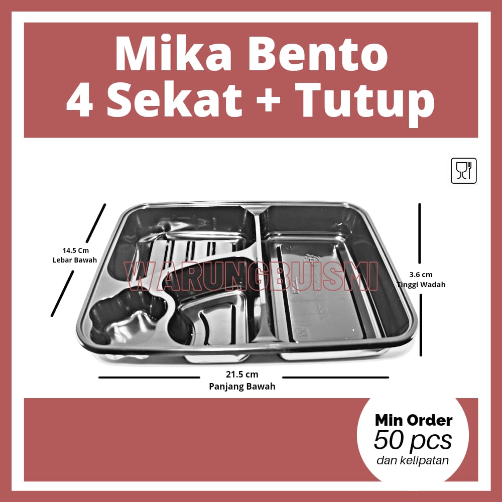 Mika Bento 4 Sekat Premium Quality Tahan Panas dan Aman Untuk Tempat Makan