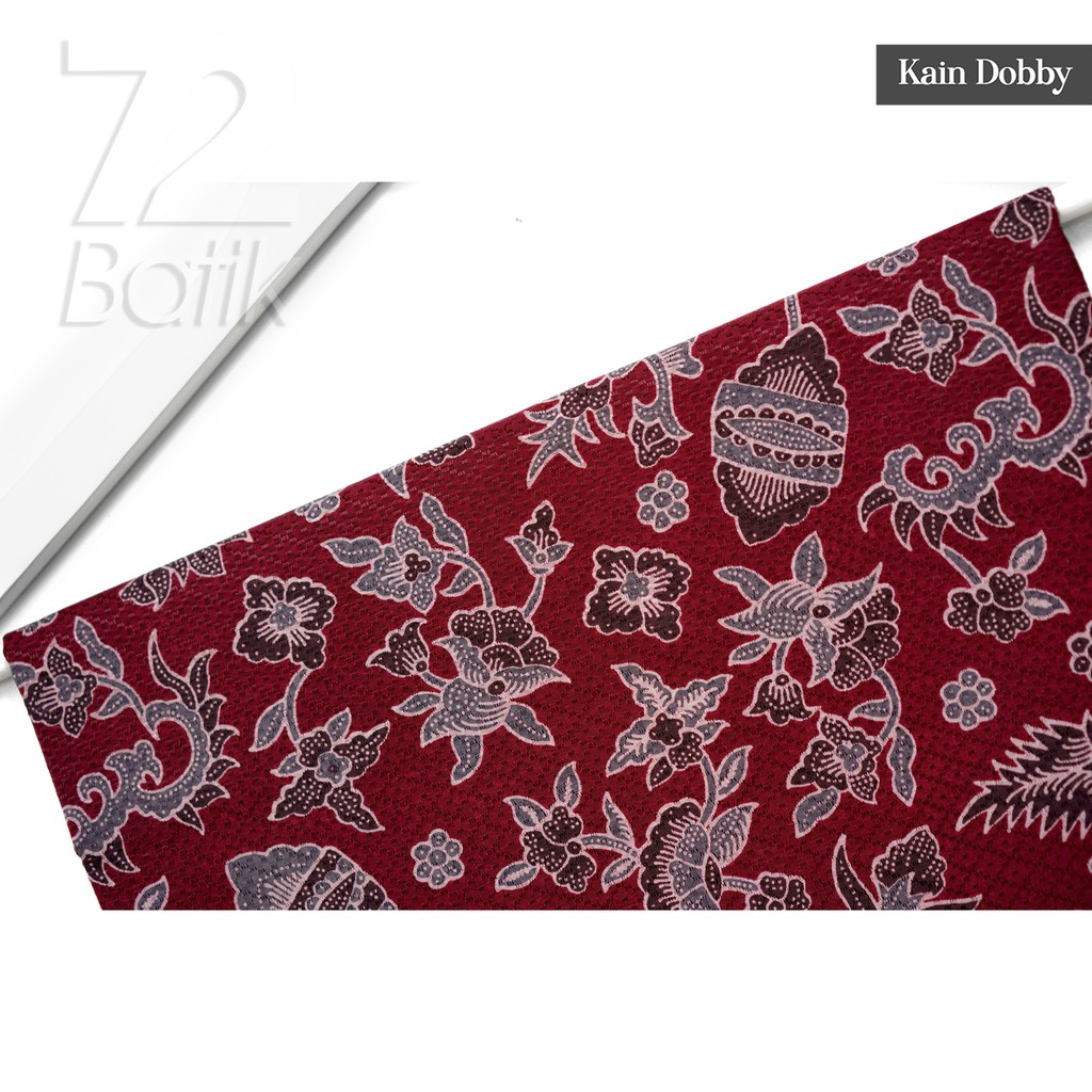 KAIN BATIK PREMIUM Dobby Motif Kembang Asri Warna Merah Abang Dolbi Dobi Doby 722875 Cap 72 Jarik Jarit Samping Kebat Panjang Batik Dobby Modern Premium Bahan Seragam Batik Pernikahan Kantor Keluarga Murah Kamen Jadi Batik Bali Lembaran