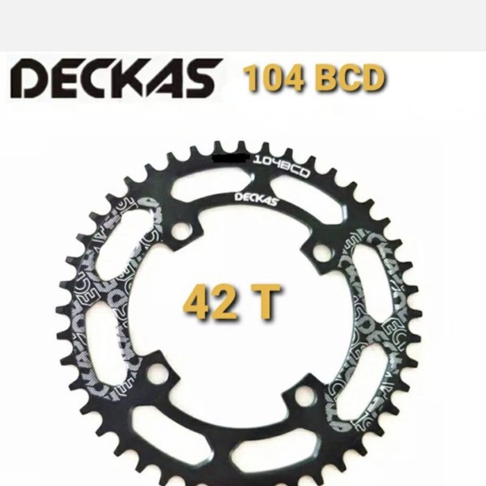 Chainring DECKAS***42T BCD 104 mm Narrow wide alloy 7075 cnc - Hitam