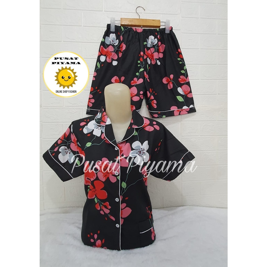 BAJU TIDUR MOTIF COCO DAUN TANGAN PENDEK CELANA PENDEK HP / PIYAMA MOTIF COCO DAUN