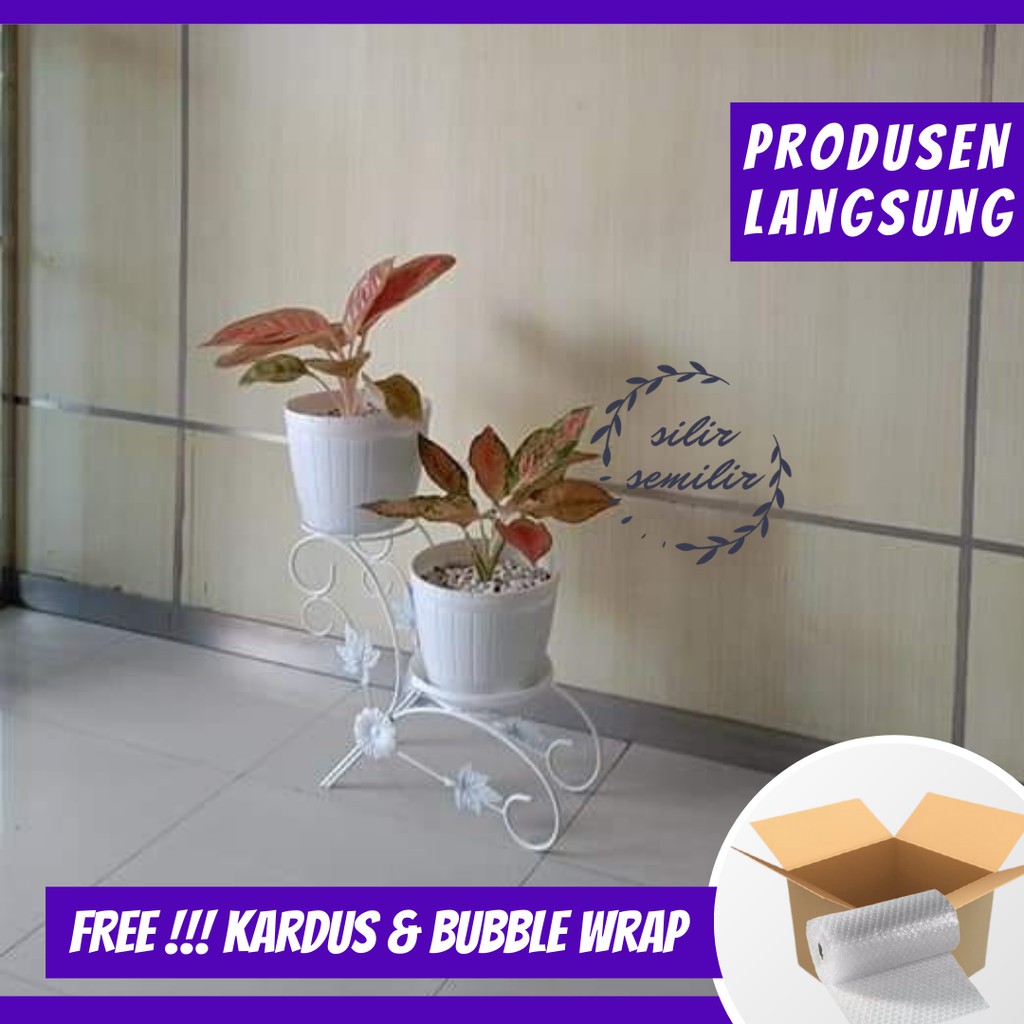 SMF032 tempat dudukan rak standing pot tawon bunga monstera hias plastik bahan besi susun minimalis