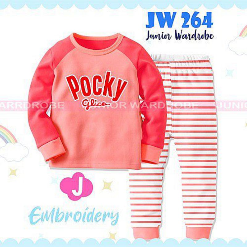 Setelan Baju Tidur Anak Kecil Karakter Pocky Glico Stick Korea Rumah Santai Katun Anak Kecil Cewek C