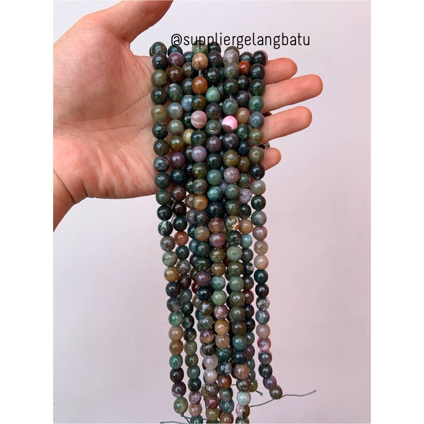 batu INDIAN AGATE 10mm cutting bahan gelang kalung INDIA FACETED STONE