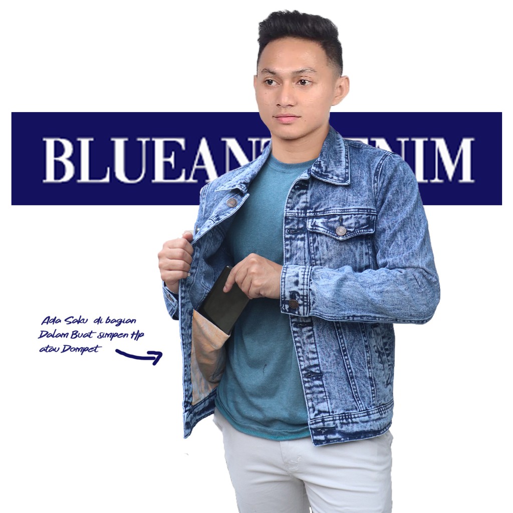  Jaket  Denim  Pria Blueantdenim 7 warna  Original Popular 