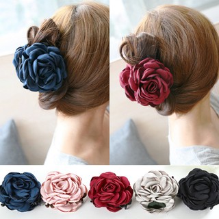 Jepit Rambut Model Bunga  Mawar  Bahan Sifon untuk Wanita  