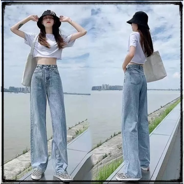 CELANA BOYFRIEND - CELANA LEVIS WANITA - CELANA JEANS WANITA - CELANA BOYFRIEND WANITA TERBARU - CELANA KULOT PANJANG WANITA - CELANA KULOT LOOSE - Celana jeans kulot Loose Bahan denim teb