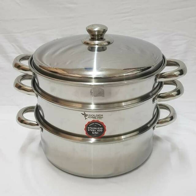 Panci Steamer 3 Susun Steamer set Golden Flying Fish 4 pcs