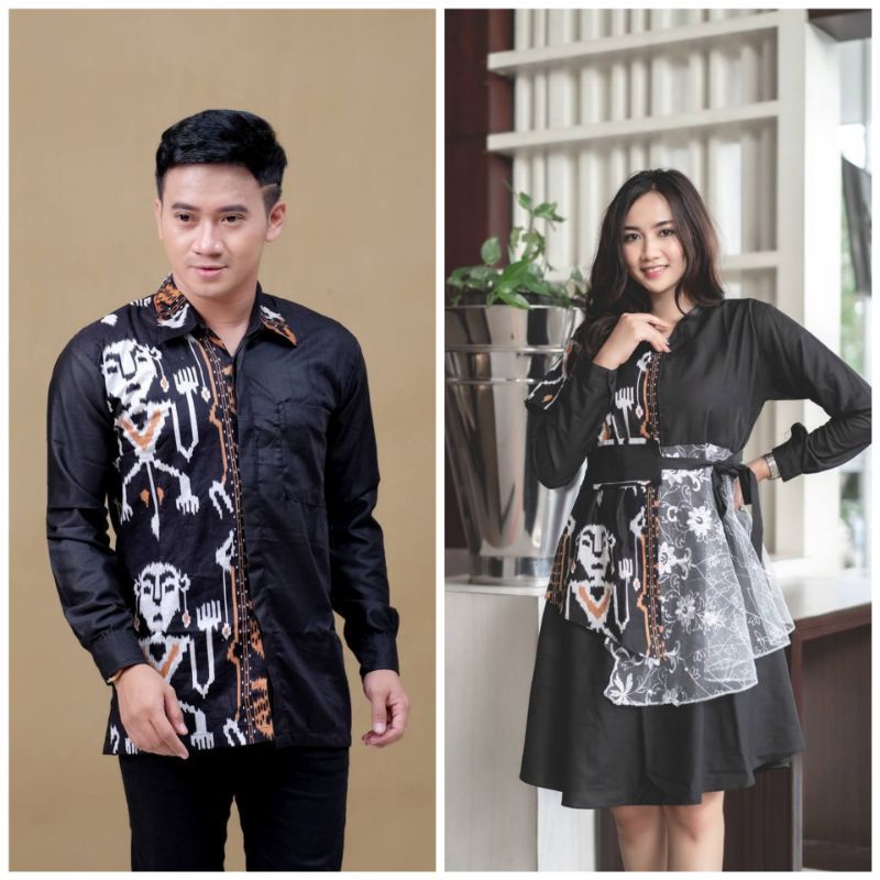 COUPLE DRESS BATIK MOTIV TENUN DRESS BROKAT