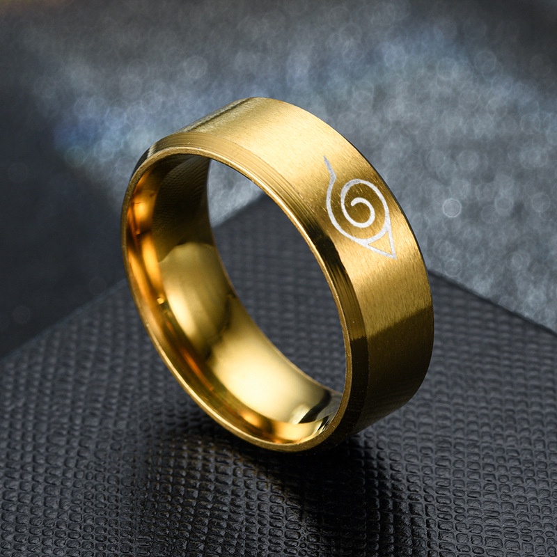 Cincin Naruto Periferal Anime / Cincin Baja Titanium 316L Pria dan Wanita / Cincin Kasual / Cincin