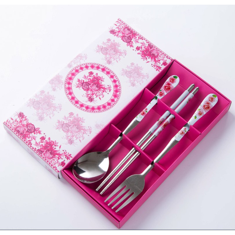 Set Sendok Makan 3 in 1 Garpu Sumpit Stainless Steel Hadiah Souvenir