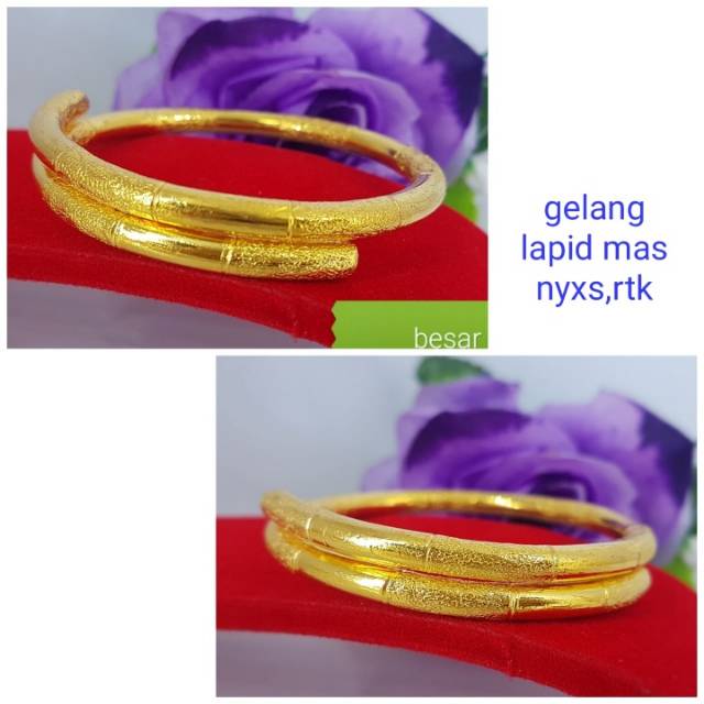 Gelang lapis mas model keroncong bambu,ukuran free size (bisa dibesarkecilkan,bisa disepuh ulang