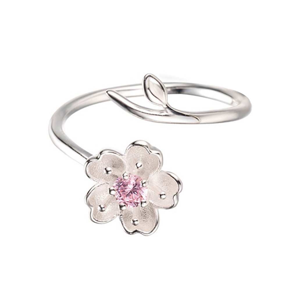 Hu Hu Hu Hu Hu Alat Bantu Pasang Kacamata♡ Cincin Wanita Model Terbuka Bahan Sterling Silver 925 Desain Bunga Sakura Untuk Hadiah Ulang Tahun
