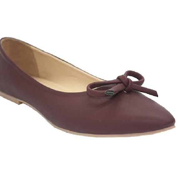 ❈ Klensia Flat Shoes Balet Sepatu Flats Wanita Hitam 651-002 - Hitam, Cream & Maroon ➢