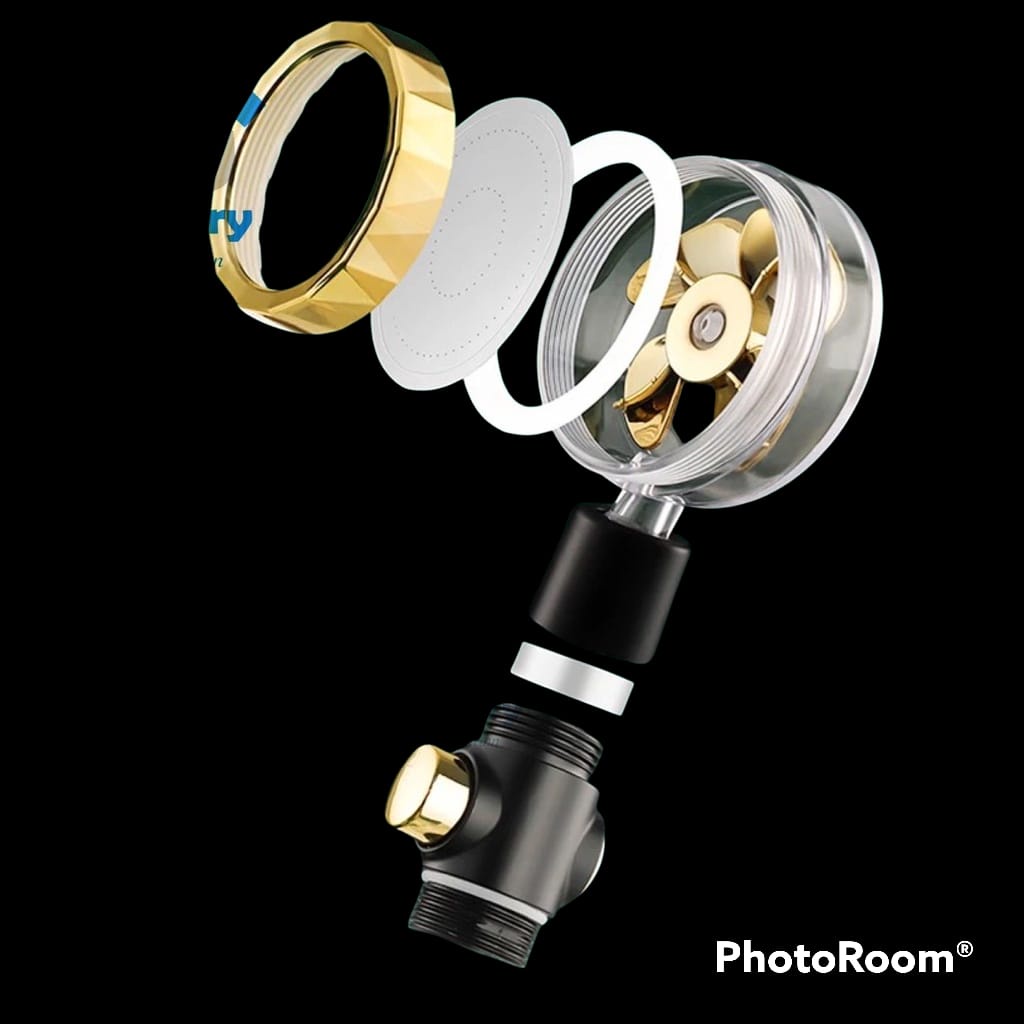 kepala shower kipas 360 on off black gold KH88 / head shower hitam emas