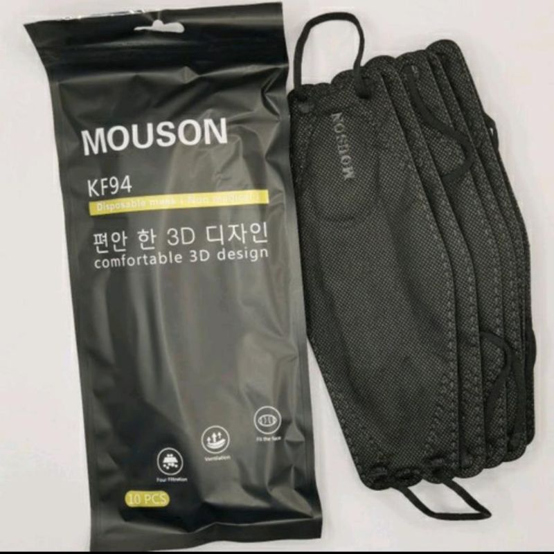 Masker Kf94 isi 50pcs 4ply High Quality Bahan Nyaman dan Lembut Semarang-KFMOUSON HITAM 50 PC