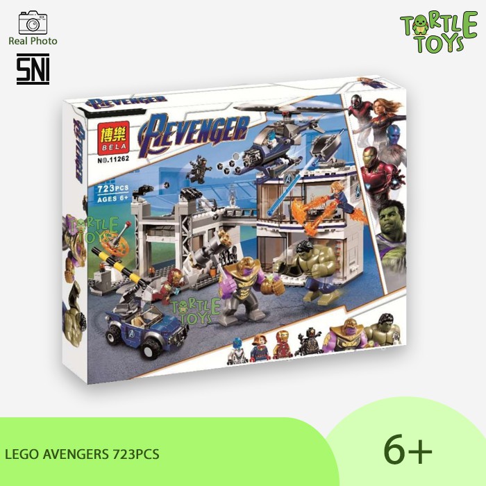 Mainan Anak Brick Bela 11262 Avengers Compound Battle 723pcs