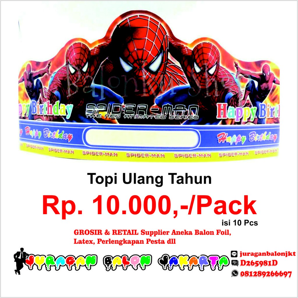 Topi Ultah Spiderman