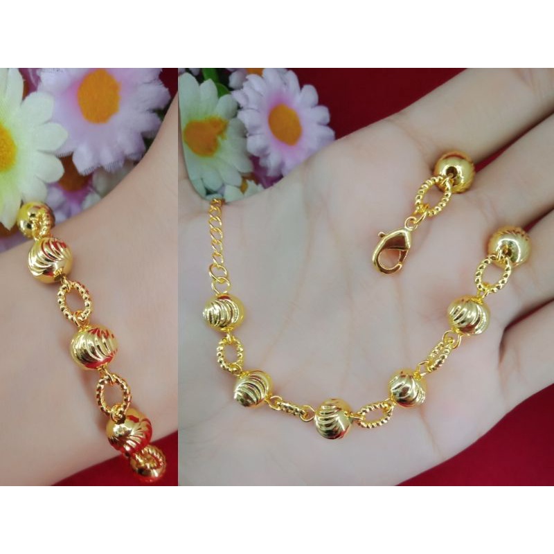 Emas muda kadar 35% gelang keroncong bulat perhiasan emas muda kadar rendah