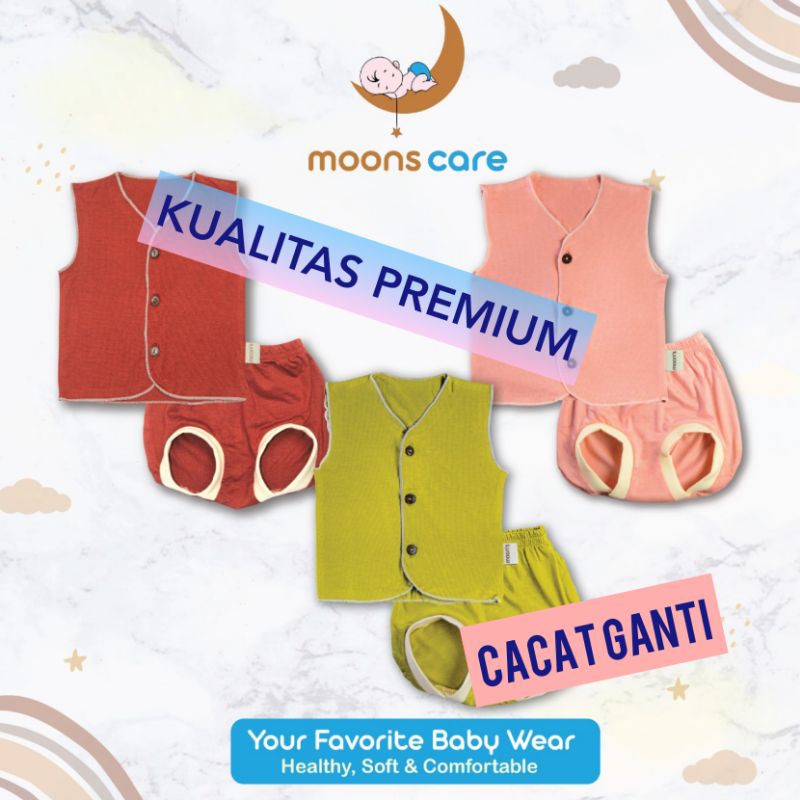 SNI MOONS Stelan Kutung Polos Newborn Premium | Baju Bayi Newborn