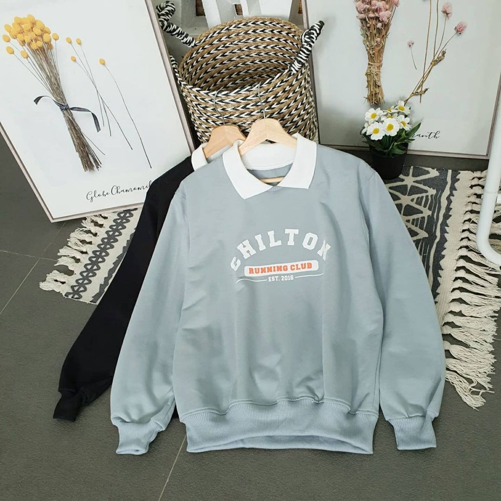 Primadona Sweater Chilton Colar Sweatshirt Kerah Fashion Atasan Wanita Pria Terbaru