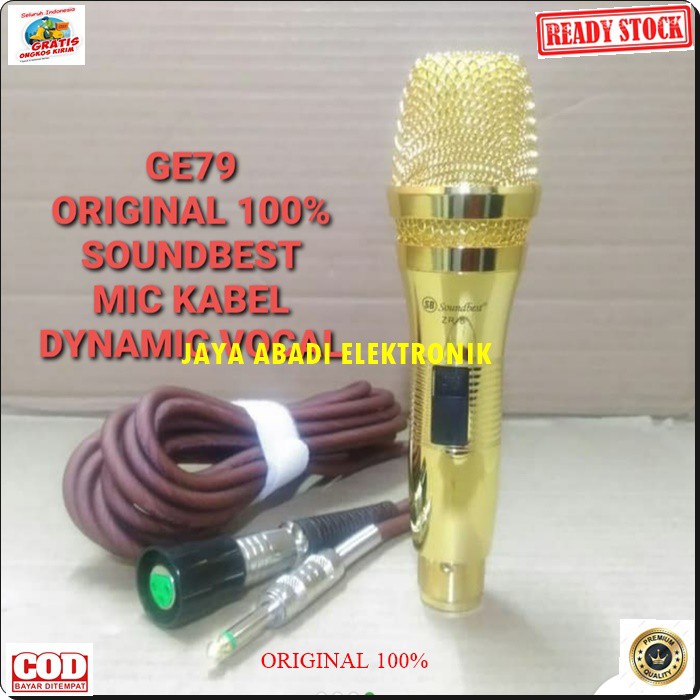 G79 SOUNDBEST MIK KABEL DYNAMIC LEGENDARY KARAOKE VOCAL MUSIK MIKROPHONE AUDIO SOUND SYSTEM PENGERAS SUARA PRO PROFESIONAL MIKROPHONE LEGENDARIS GOLDEN TERBUAT DARI BESI METAL BISA DIGUNAKAN SEGALA JENIS AUDIO TANPA MENGGUNAKAN BATRAI