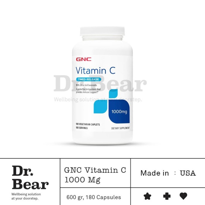 XU928 GNC Vitamin C 1000 Mg 180 Tablets Timed Release