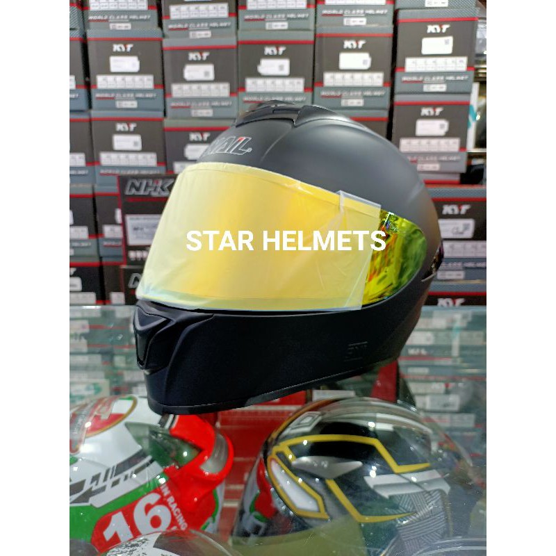 Helm SNAIL FFS2 DD Ring Solid Black Doff Iridium Flat Visor + Spoiler 3D
