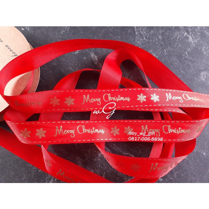 

Pita Natal Christmas - Grossgrain - Emboss Emas; Lebar 2.5cm; Mix Size