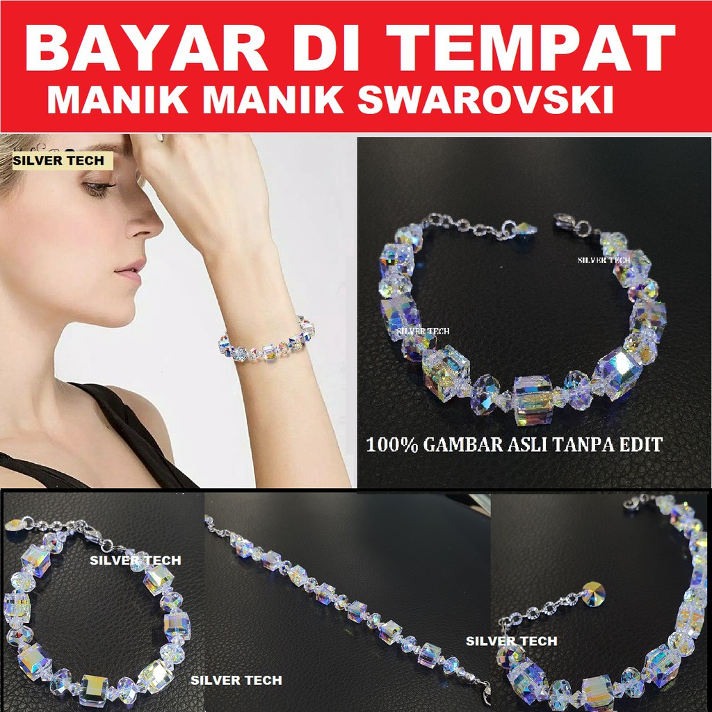 Gelang Manik Swarovski Kubus Original - Gelang Manik Kristal Swarovski Manik Kubus | Gelang swarovki