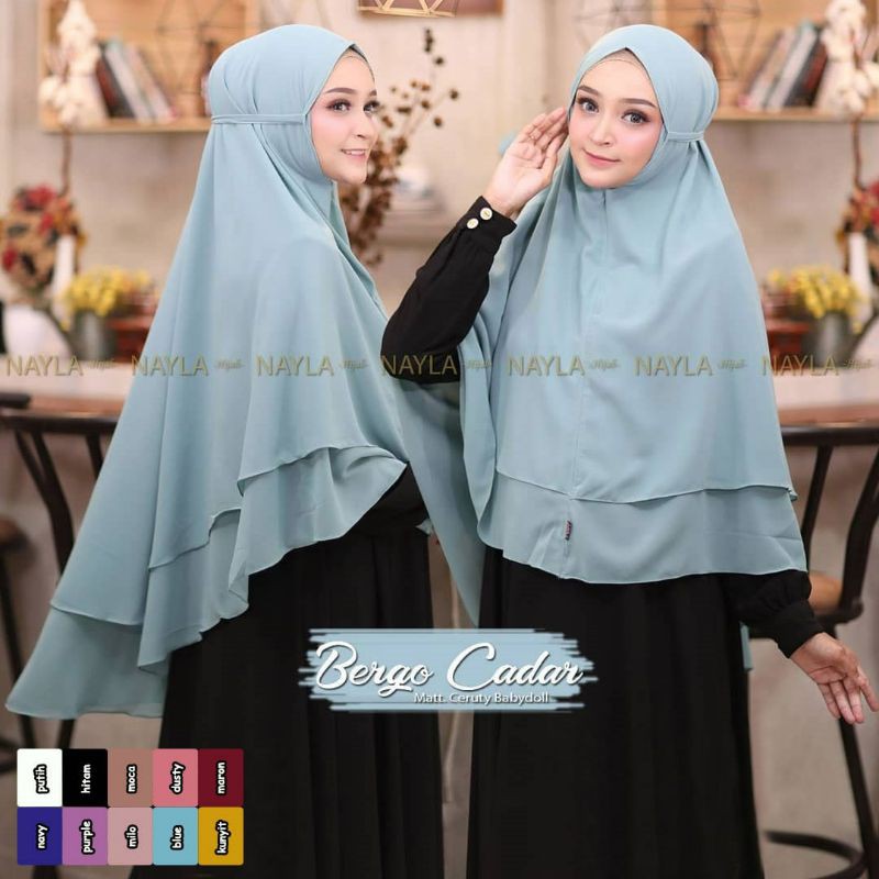 nayla-hijab jilbab 2 layer bergo khimar instan pashmina cadar premium panjang xxl