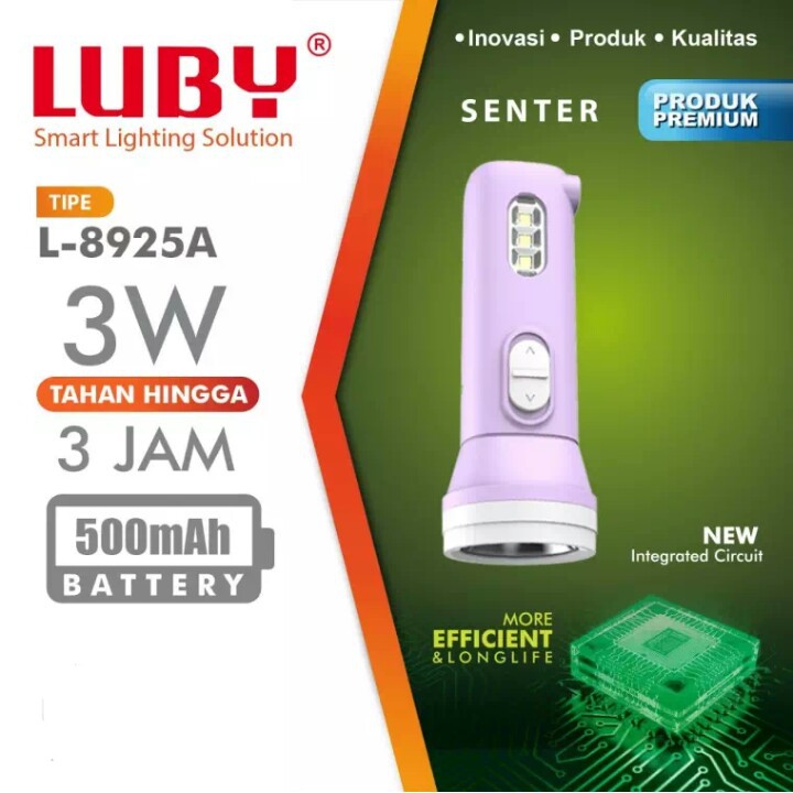 LUBY L-8925A Senter LED Multifungsi 3 Watt Rechargeable
