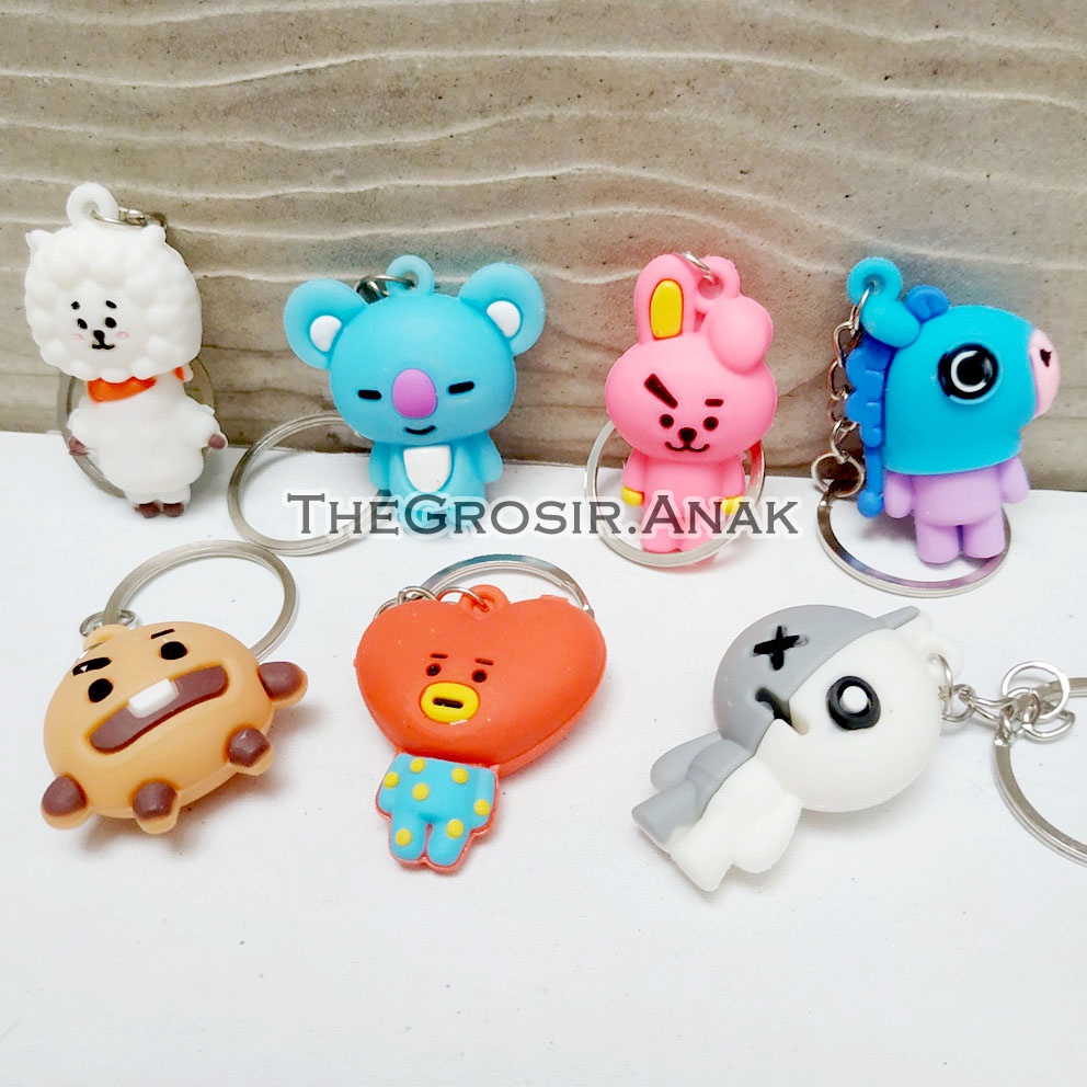 MURAH!!! Ganci BT21 3D Bahan Rubber Gantungan Kunci Tas