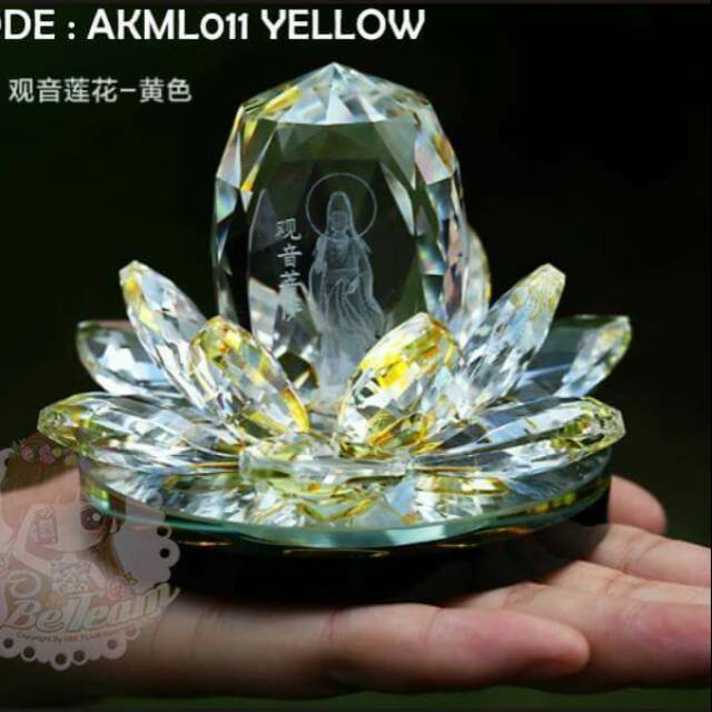 kwan im lotus patung kristal Guan yin Rupang hiasan pajangan buddhis Avalokitesvara.