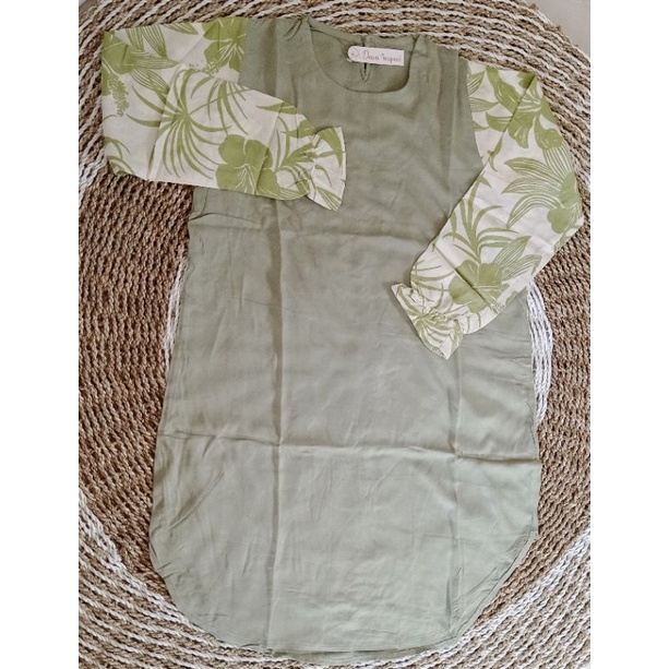 TUNIK RAYON TWILL KOMBINASI MOTIF TUNIK WARNA MINT