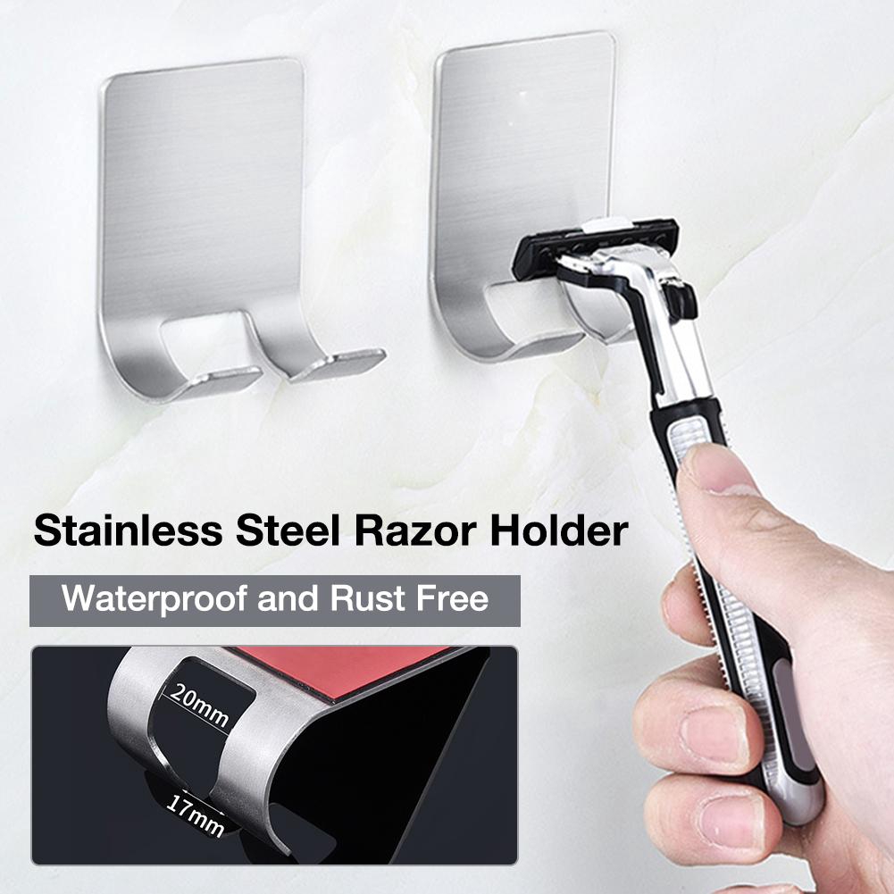 1Pc Bathroo Stainless Steel Razor Rack /  Men Shaving Shaver Razor Stand Shelf / Shaving Razor Storage Rack / Wall Hanger