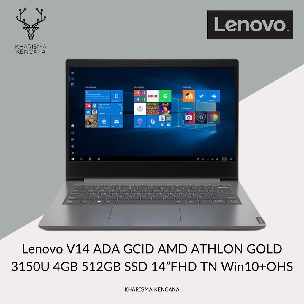 LENOVO V14 GCID AMD ATHLON GOLD 3150U 4GB 512SSD 14.0 HD TN Win10 OHS