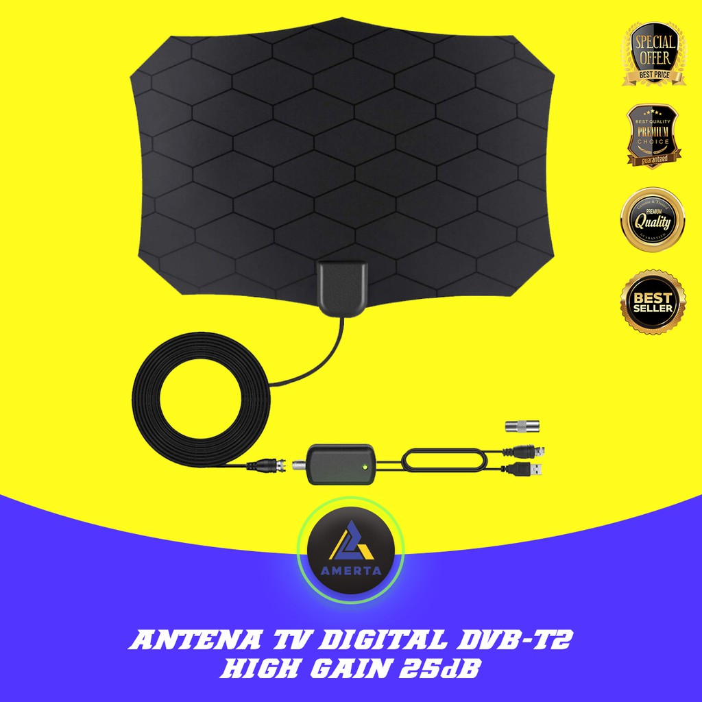 Antena TV Powstro  Digital DVB-T2 High Gain 25dB with Amplifier Signal Booster