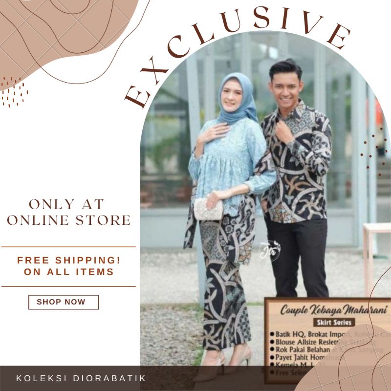 Couple Kebaya Modern //M.L.XL.XXL Kebaya Couple Lamaran Free Selendang Katun