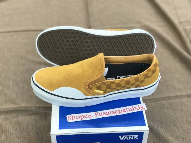 OBRAL VANS PREMIUM SLIP ON CHECKERBOARD BANANA YELLOW WAFFLE ICC