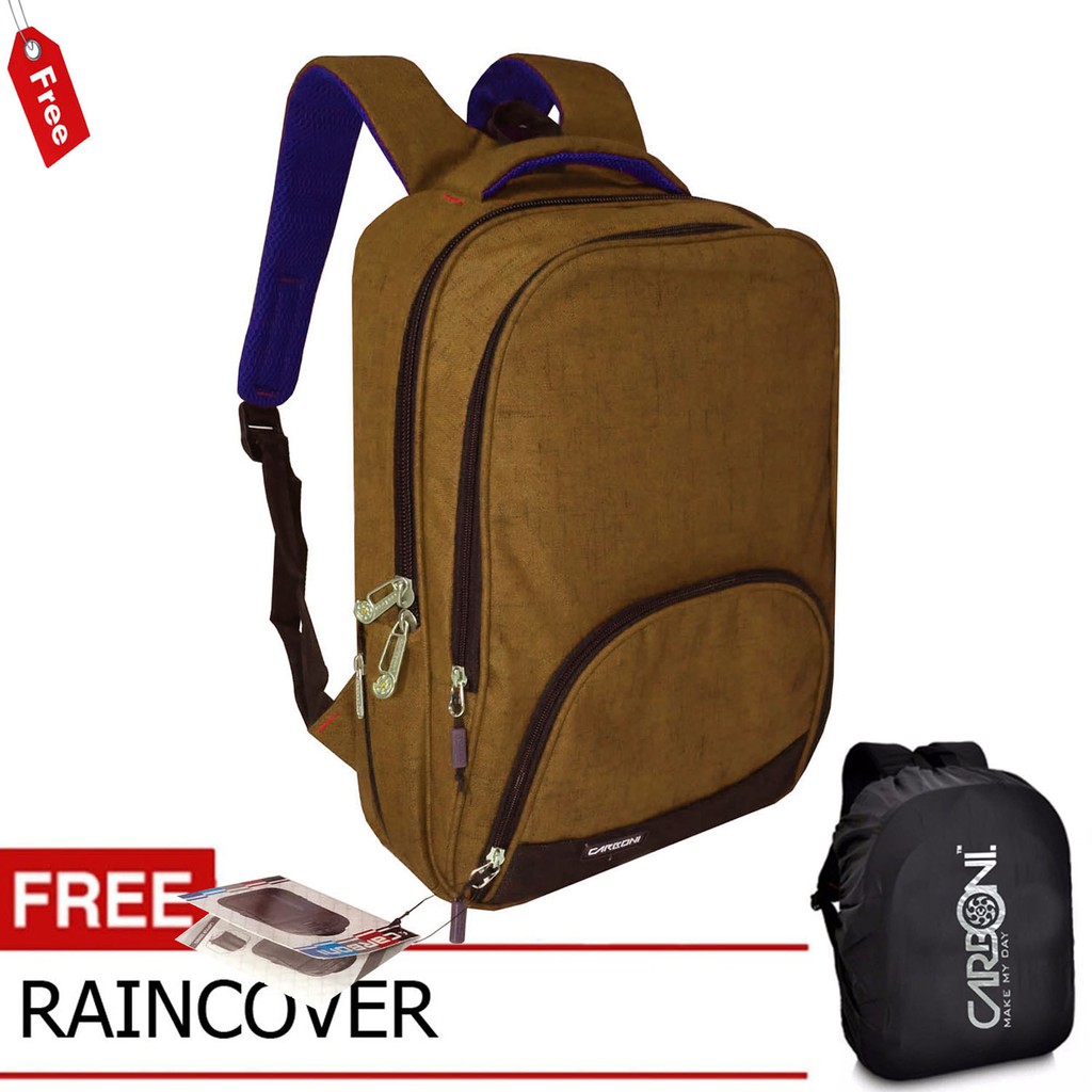 Carboni Tas Ransel Laptop 17 Inchi RA00015 Polyester Serat Sintetis Original - Coffee + Raincover