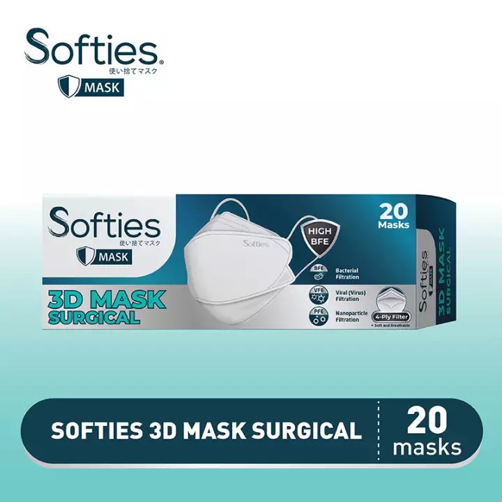 1 Box Isi 20 Pcs Masker Softies 3D Surgical Mask Model KF94 Evo