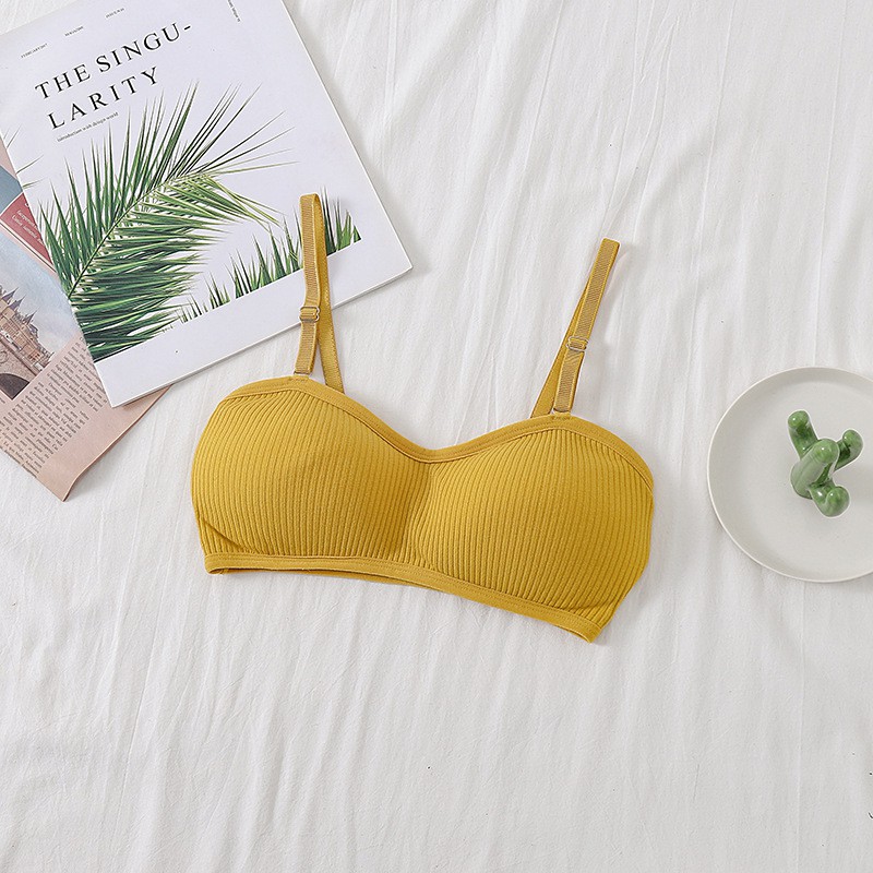 Smile Bra Fashion Wanita Bra Tanpa Kawat Sport Bra Push Up Elastis BH Pakaian Dalam Wanita 1008-KUNING